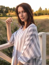 Длинное платье-тюльпан Innoe из льна в полоску-3