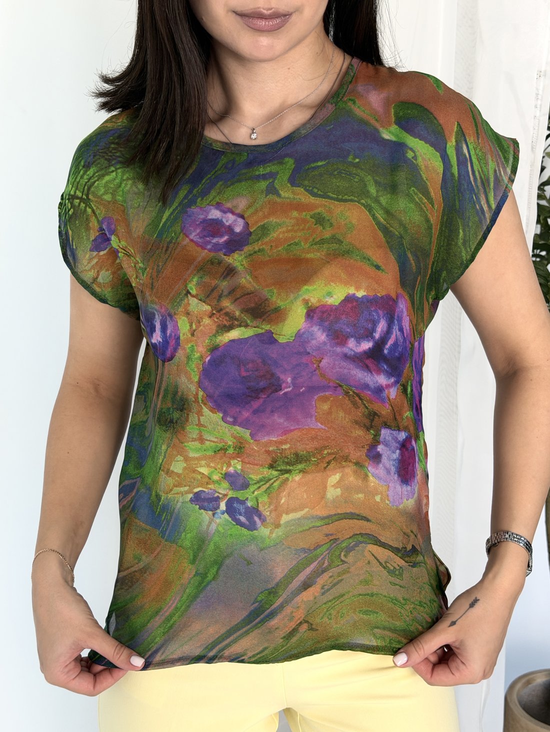 Елегантна шифонова блуза casual INNOE 55008-25 Зелений - Innoe