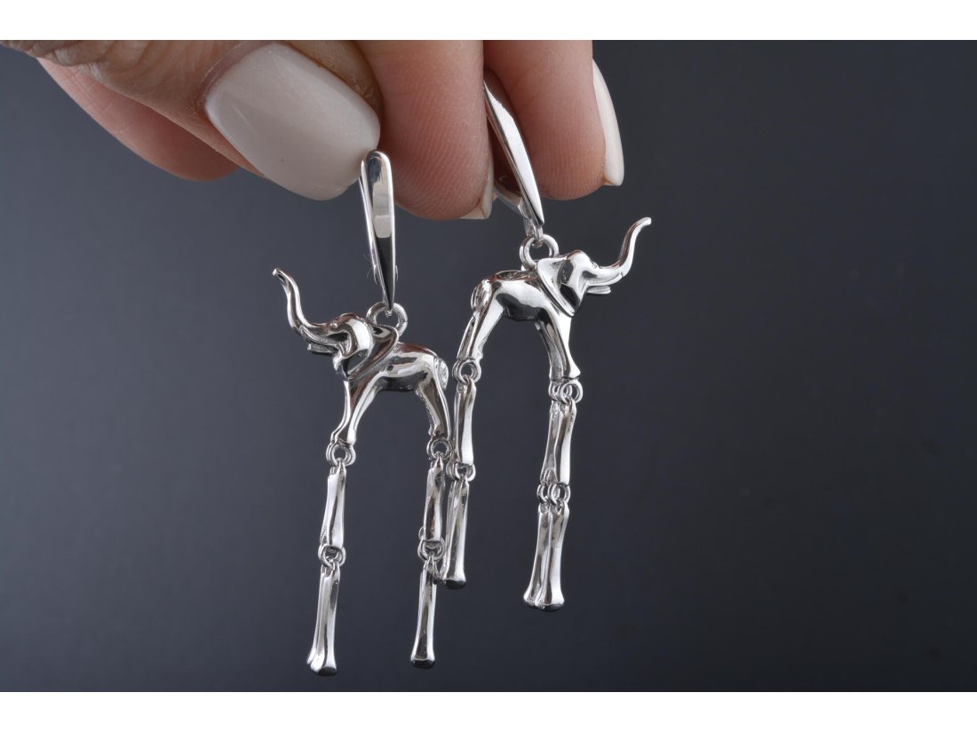 Сережки &quot;Слони Сальвадора Далі&quot; з автографом художника. Ручна авторська робота - Купити