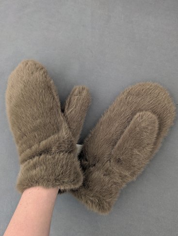 Жіночі теплі хутряні рукавиці Taupe INNOE 85005-2 Тауп - Купити
