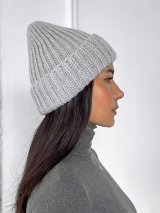 Шапка крупної в'язки з відворотом на флісі INNOE 950234-1 Світло-сірий - Купити