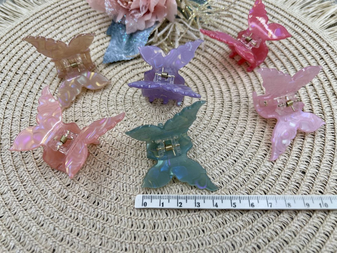 Краби для волосся метелик. Французький пластик. 4.5см. - Кристалік