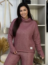 Жіночий костюм з люрексом: туніка oversize та прямі брюки INNOE 210366-5 Бордовий