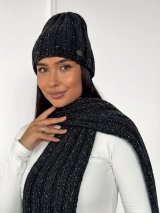 Жіночий стильний в’язаний комплект — шапка та шарф INNOE 950504-1 Чорний