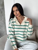 Стильний трикотажний светр у смужку INNOE 300064-1 Зелений