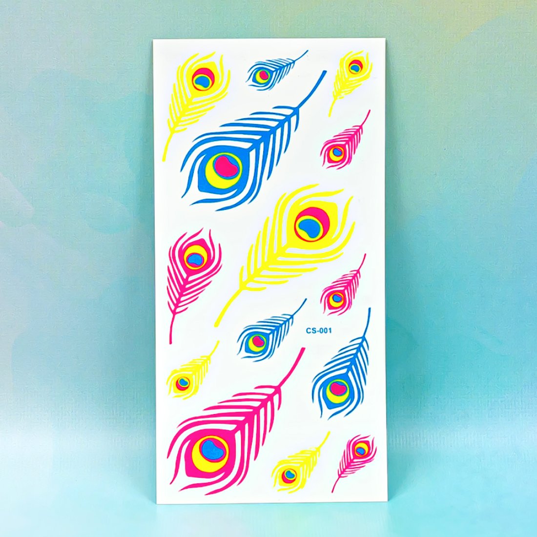 Неонові татуювання Пір'я Кольорові 21 см - Pobut