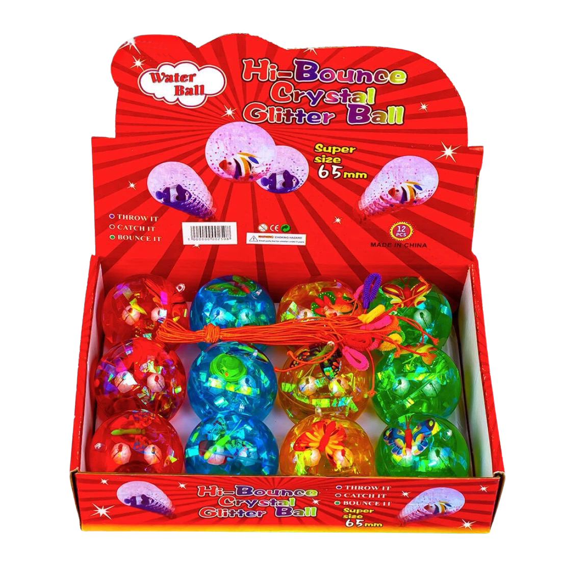 Сяючі м'ячики на гумці Метелики 6,5 см