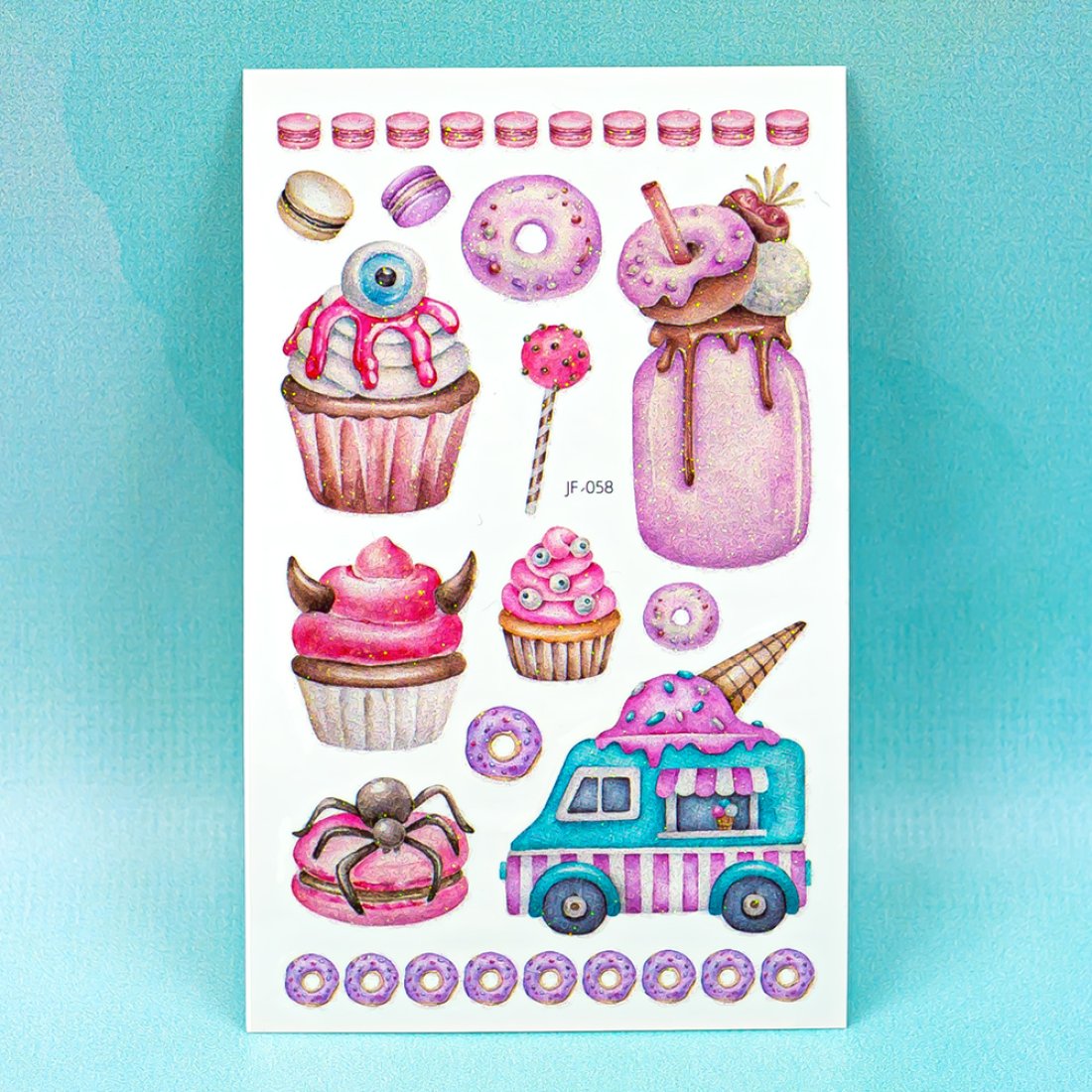 Перекладні татуювання з блискітками Солодощі 12 см