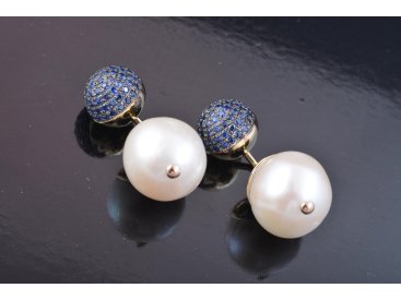 Сережки із сапфірами та перлинами - Купити