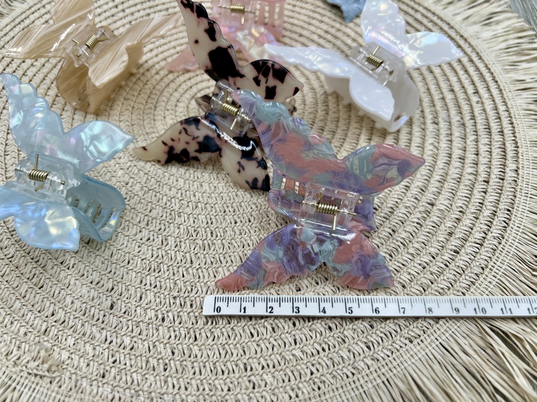 Краби для волосся метелик. Французький пластик. 7cм. - Кристалік