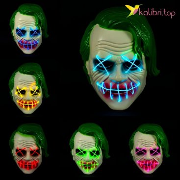 Світиться маска Джокер 6 кольорів оптом фото 01