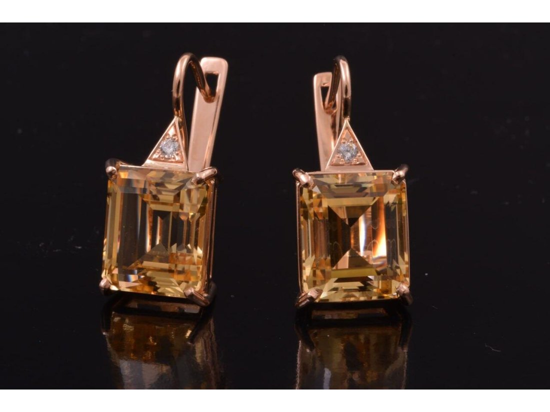 Сережки жіночі із цитринами - Фото1 Сережки жіночі із цитринами