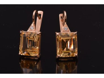 Сережки жіночі із цитринами - Фото Сережки жіночі із цитринами - Купити