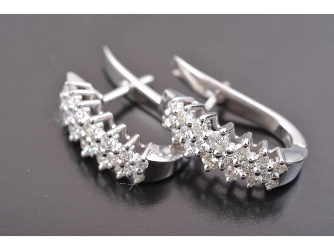 Сережки-доріжки, біле золото з діамантами - Багира