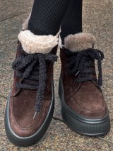 Жіночі замшеві черевики з хутром на високій підошві INNOE 777562-3 Шоколадний