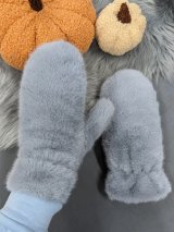 М’які хутряні рукавички сірого кольору INNOE 85005-2 Світло-сірий