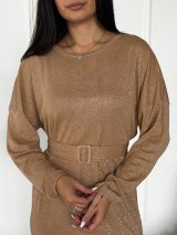 Святкова сукня з блиском INNOE 270588-1 Бежевий - Купити