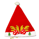 Новорічна шапка Діда Мороза бантик золото