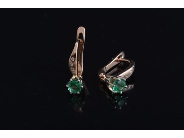 Сережки жіночі із діамантами та смарагдами - Фото Сережки жіночі із діамантами та смарагдами - Купити