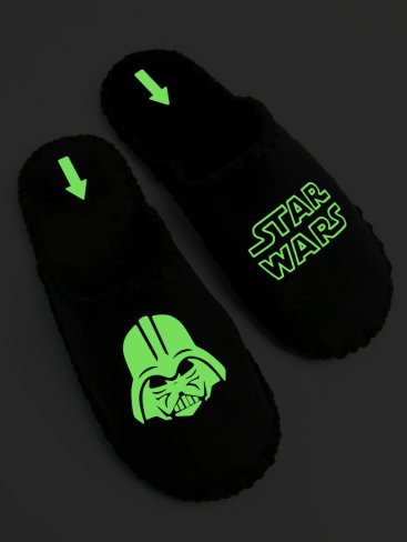 Чоловічі домашні капці Класичні що світяться у темряві Star Wars закриті Чорні - Купити