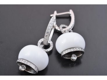 Сережки у стилі Chantecler &quot;Білий онікс&quot;, біле золото - Купити