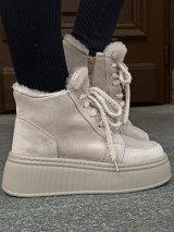 Теплі зимові черевики із замші з махровими шнурками INNOE 777562-1 Бежевий - Innoe