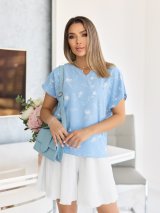 Жіноча блуза з креп-жатки INNOE 550038-1 Блакитний - Innoe