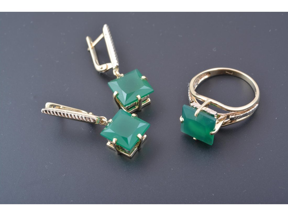 Гарнітур із зеленим агатом - Багира