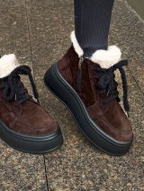 Жіночі замшеві черевики з хутром на високій підошві INNOE 777562-3 Шоколадний - Innoe