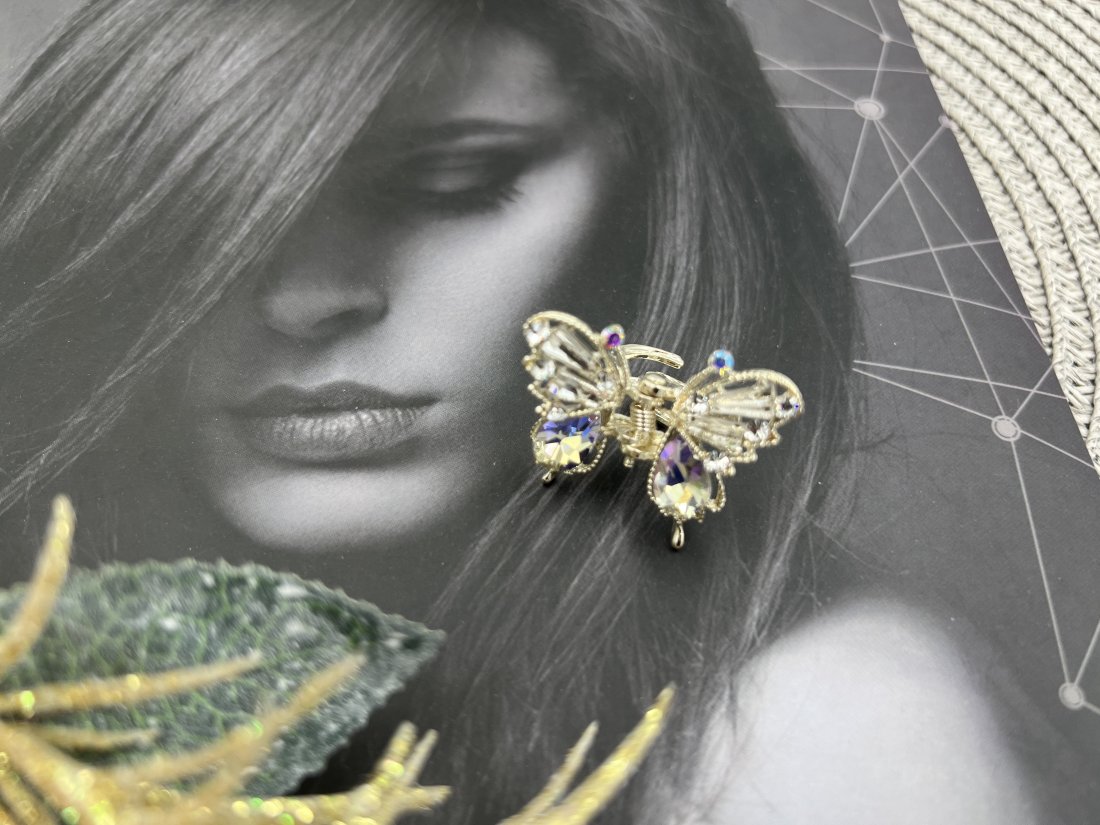 Металеві краби для волосся. 4 см. Метелики золото