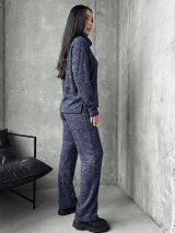 Жіночий костюм з м’яким начісом і благородним блиском INNOE 210366-4 Темно-синій - Купити