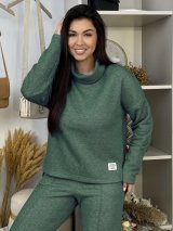 Жіночий костюм із бавовняної тринитки з люрексовою ниткою INNOE 210366-5 Зелений - Купити