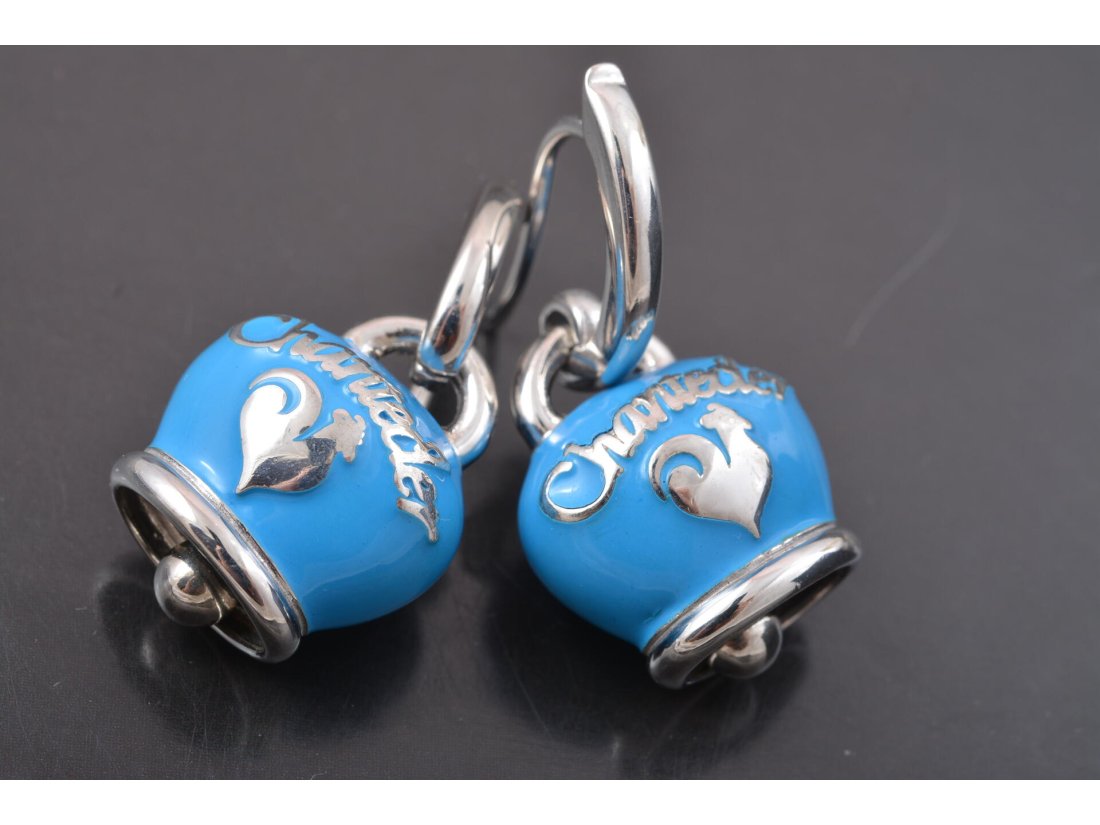 Сережки з емаллю в стилі Chantecler, срібло