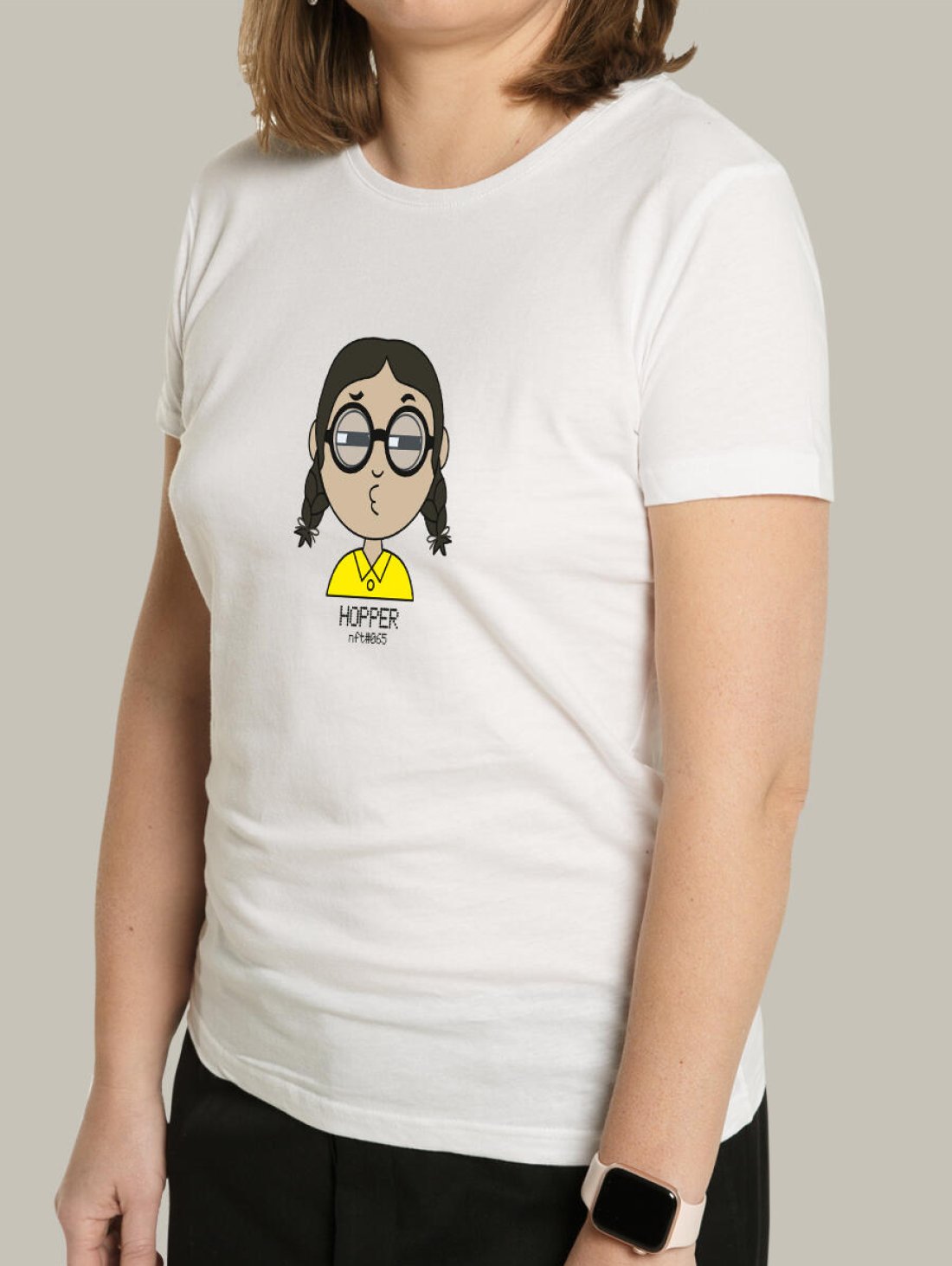 Жіноча футболка, біла з принтом аватара Hopper 065 - Футболки з принтами - Hopper