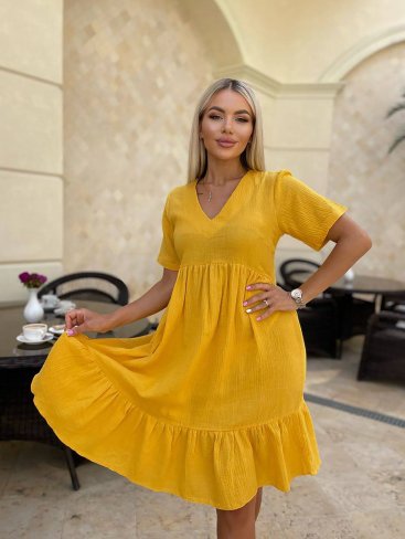 Сукня з жатки INNOE 270584-1 Жовтий - Купити