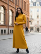 Стильна жіноча сукня максі з м’якого трикотажу 270384-11 Гірчичний