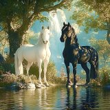 Лошади в пруду 40х50 оптом, фото 12415