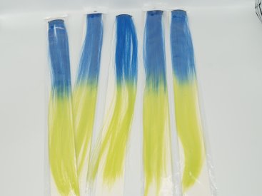 Пасма для волосся на гребінці. Жовто-блакитні - Купити