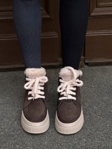 Жіночі замшеві черевики з хутром на платформі INNOE 777562-1 Коричневий