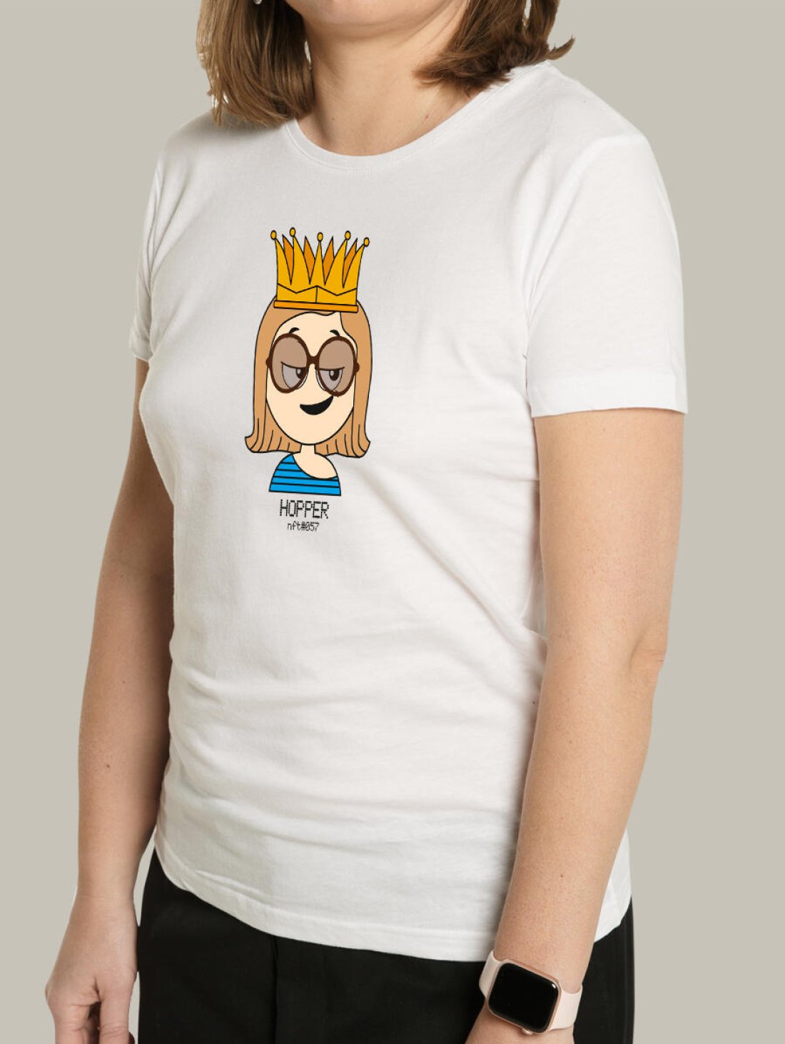 Жіноча футболка, біла з принтом аватара Hopper 057 - Футболки з принтами - Hopper