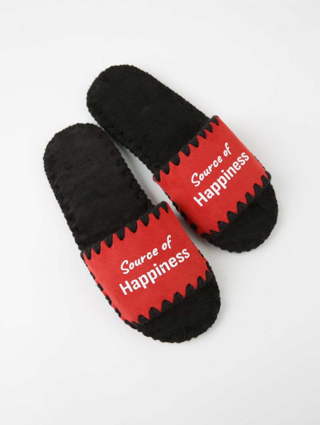 Чоловічі домашні капці Класичні з принтом Source of happiness, відкриті червоні