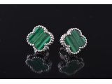 Cережки у стилі Van Cleef із малахітом - Багира