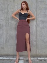 Трендова спідниця з глибоким розрізом 220127-2 - Купити