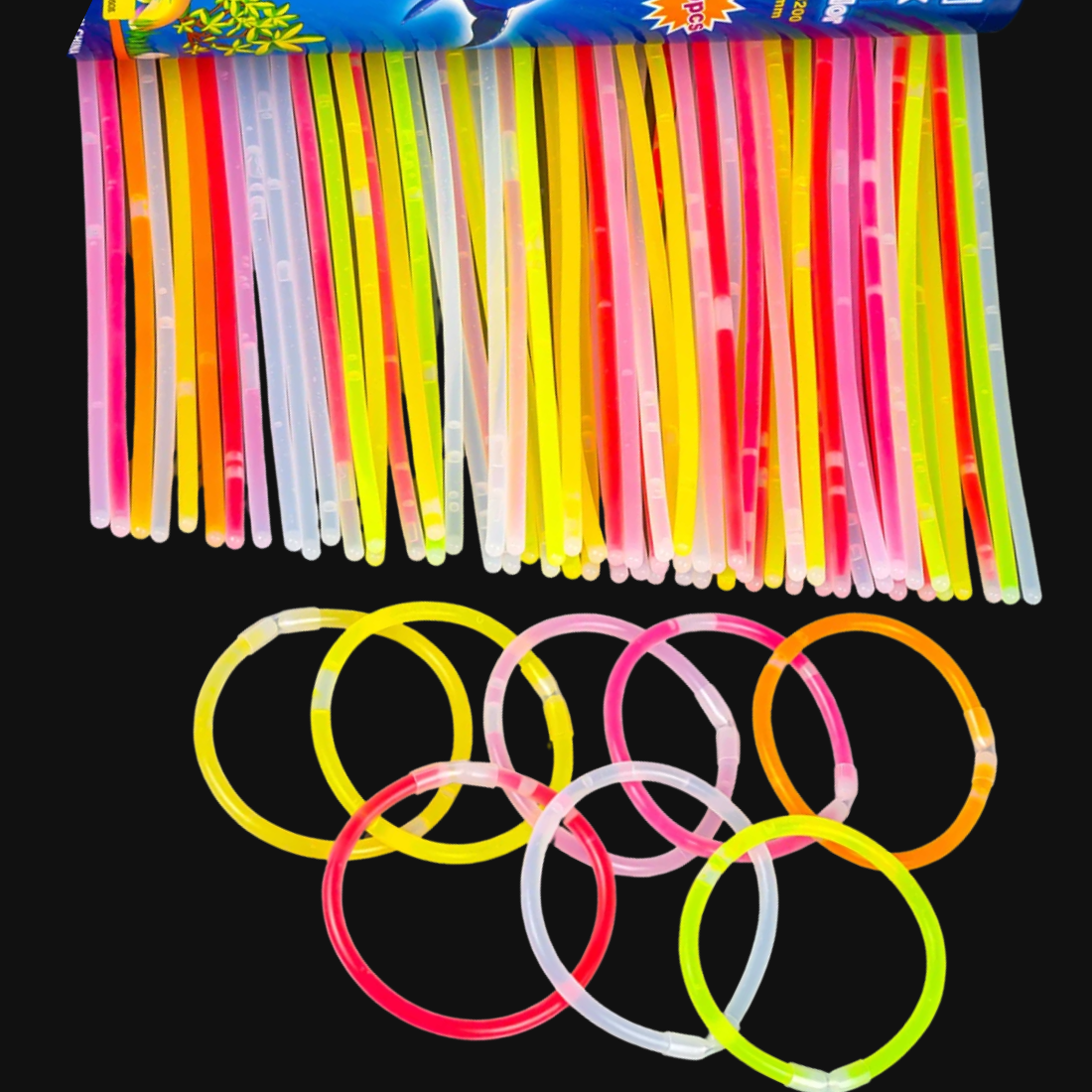 Неонові браслети, палички 100 шт., 20 см - Pobut