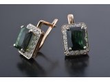 Сережки із прямокутним каменем (зелений кварц) - Багира