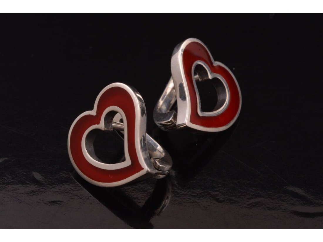 Срібні сережки з емаллю - Фото1 Срібні сережки з емаллю