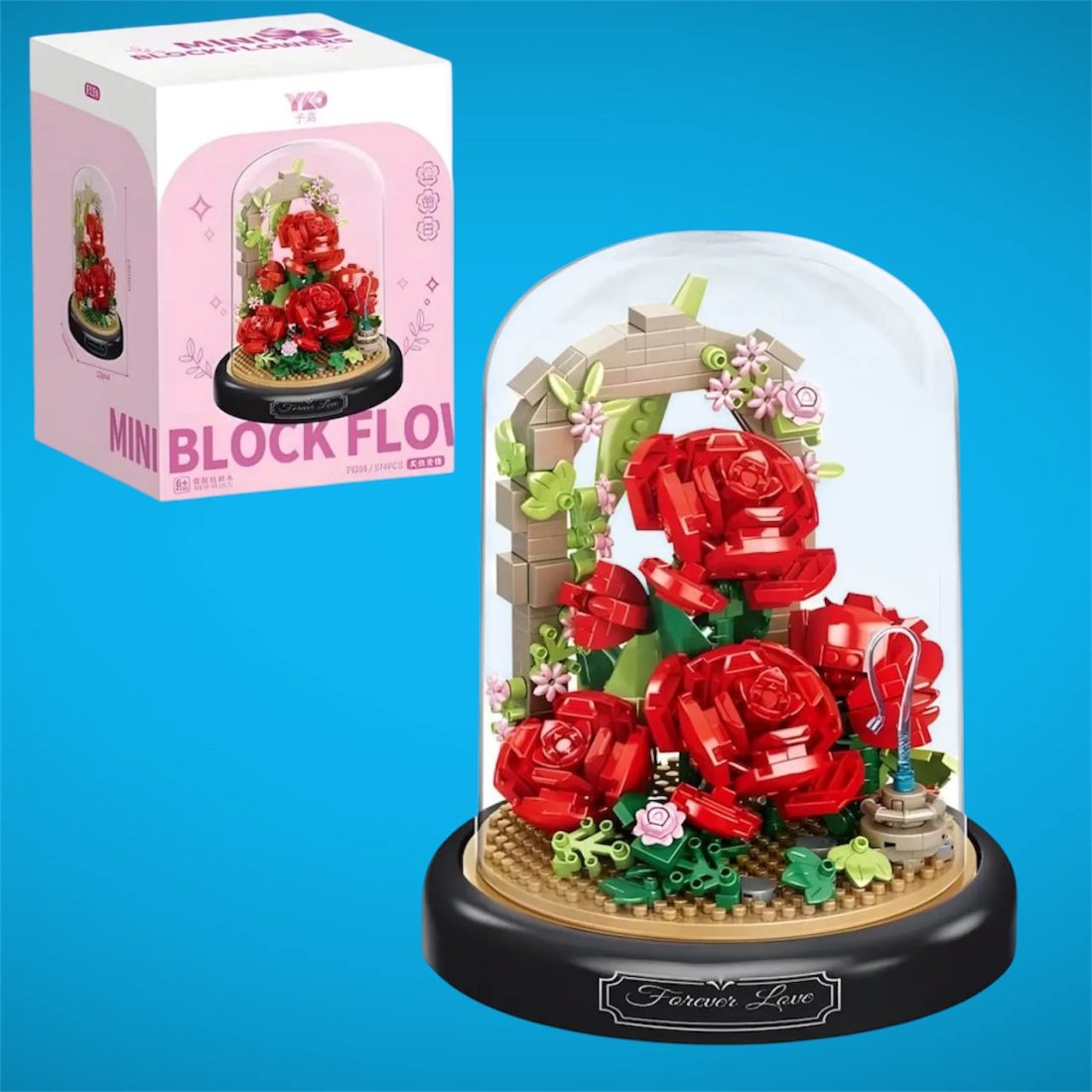 Конструктор в колбе с подсветкой розы оптом, фото 5569