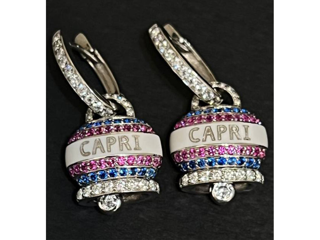 Сережки з емаллю та камінчиками у стилі Chantecler, срібло - Фото1 Сережки з емаллю та камінчиками у стилі Chantecler, срібло