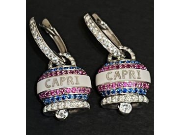 Сережки з емаллю та камінчиками у стилі Chantecler, срібло - Фото Сережки з емаллю та камінчиками у стилі Chantecler, срібло - Купити