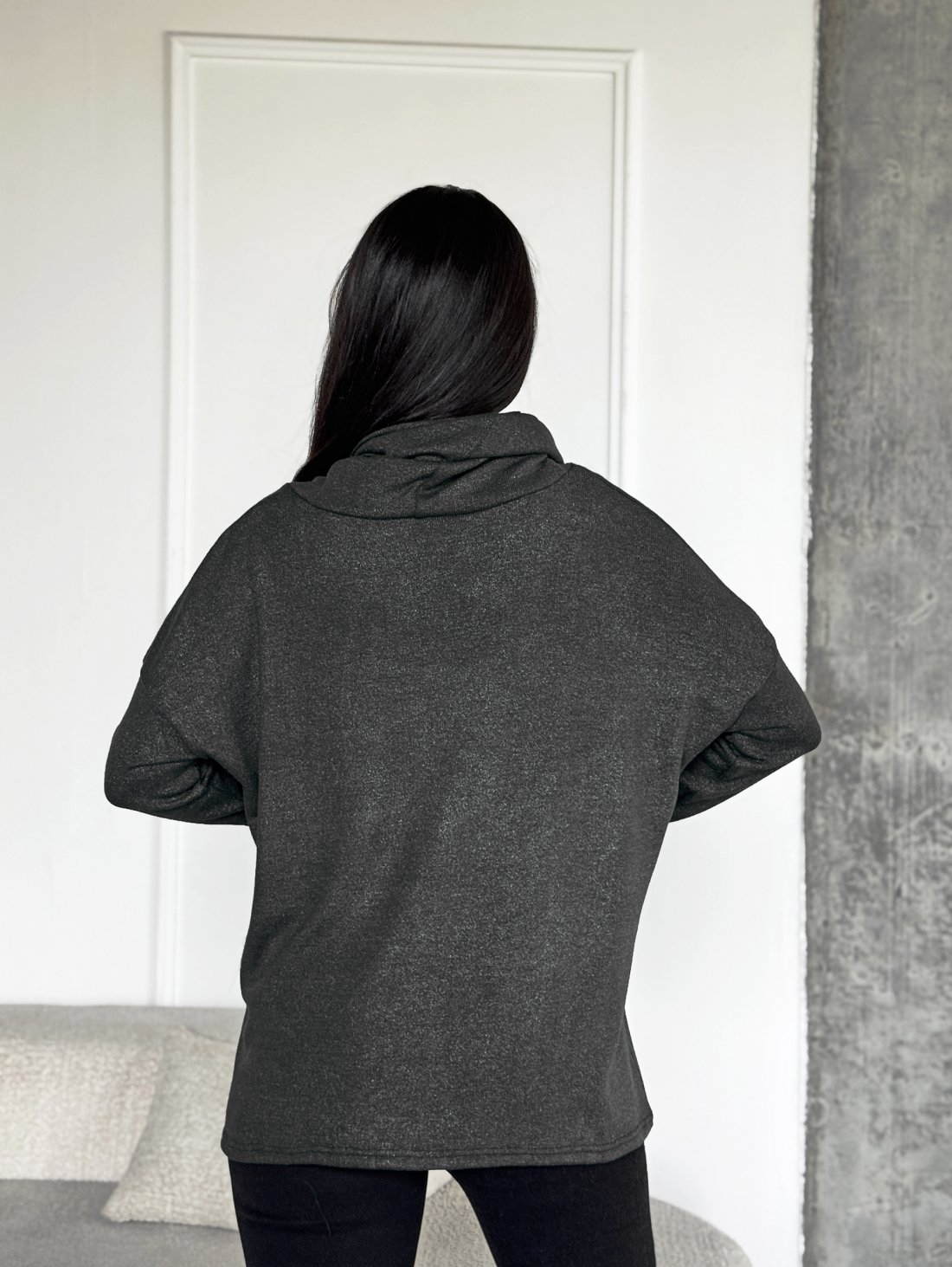 Жіноча туніка з легкої ангори з люрексовим напиленням 230222-3 Чорний